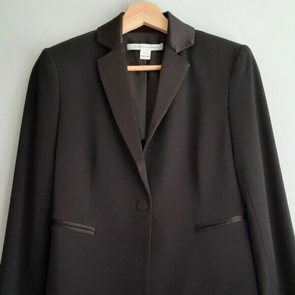 DIANE VON FURSTENBERG Jennie Blazer Jacket Four-Season Stretch Black Sz 2 - Picture 4 of 16